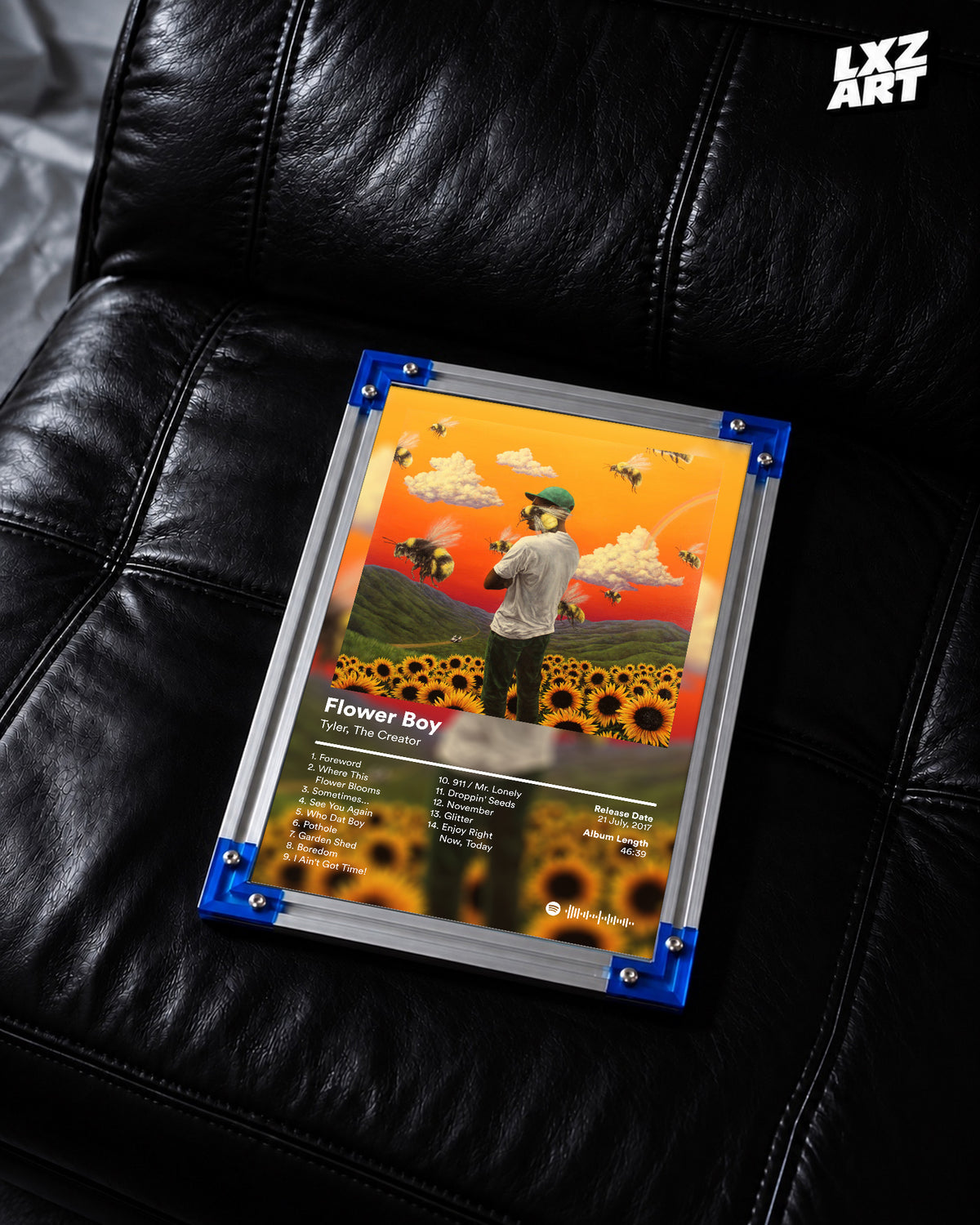 Tyler The Creator Flower Boy Tracklist Poster | Unframed Bedroom Wall Art — LXZART display 2; frame not included