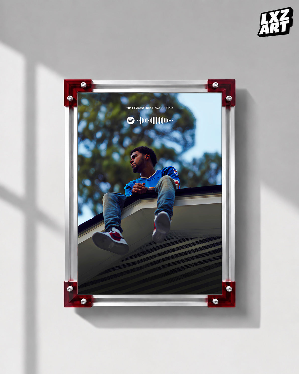 J. Cole '2014 Forest Hills Drive' Spotify Poster — LXZART display 1; frame not included