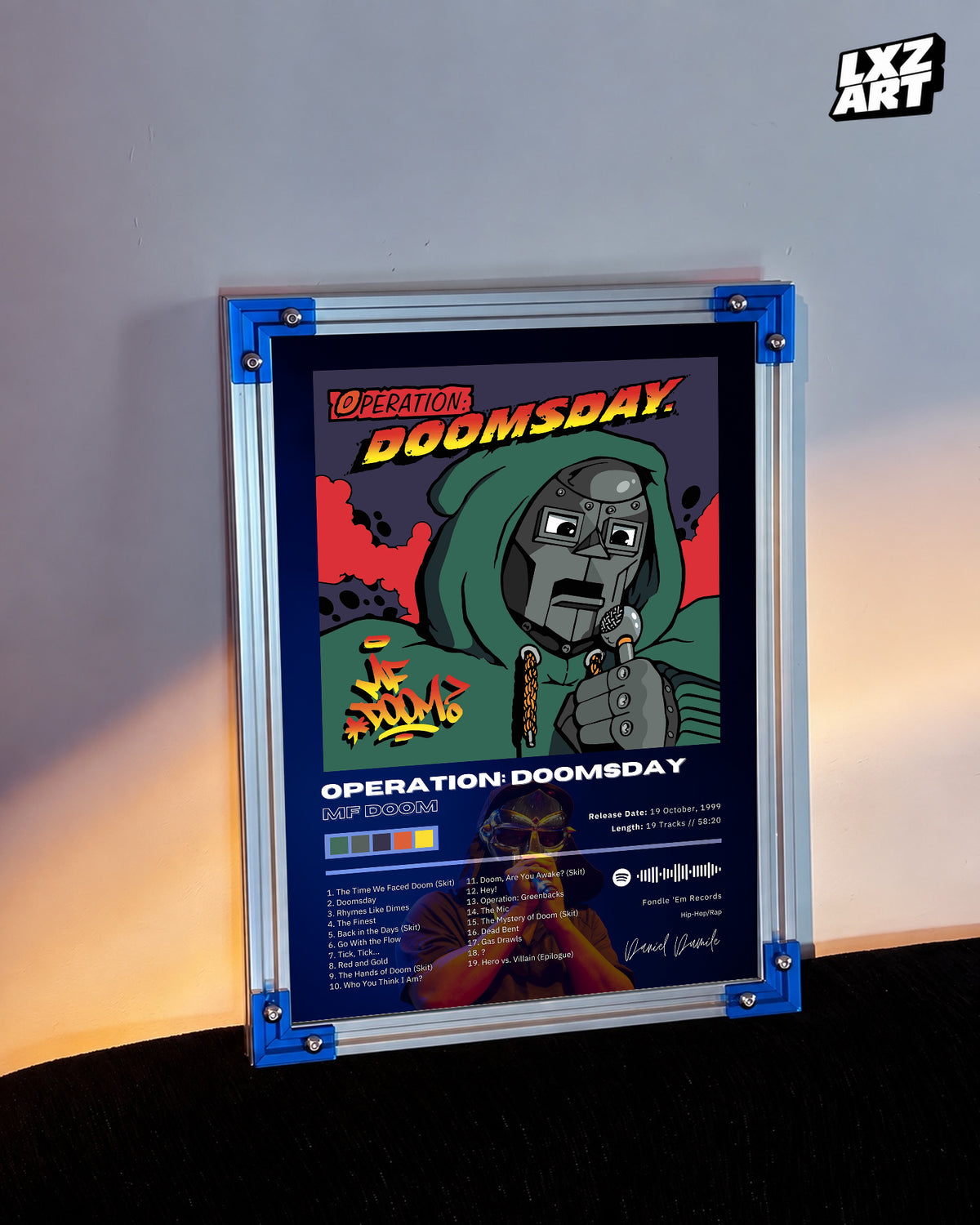 MF DOOM Operation: Doomsday Tracklist Poster | Unframed Bedroom Wall Art — LXZART display 3; frame not included