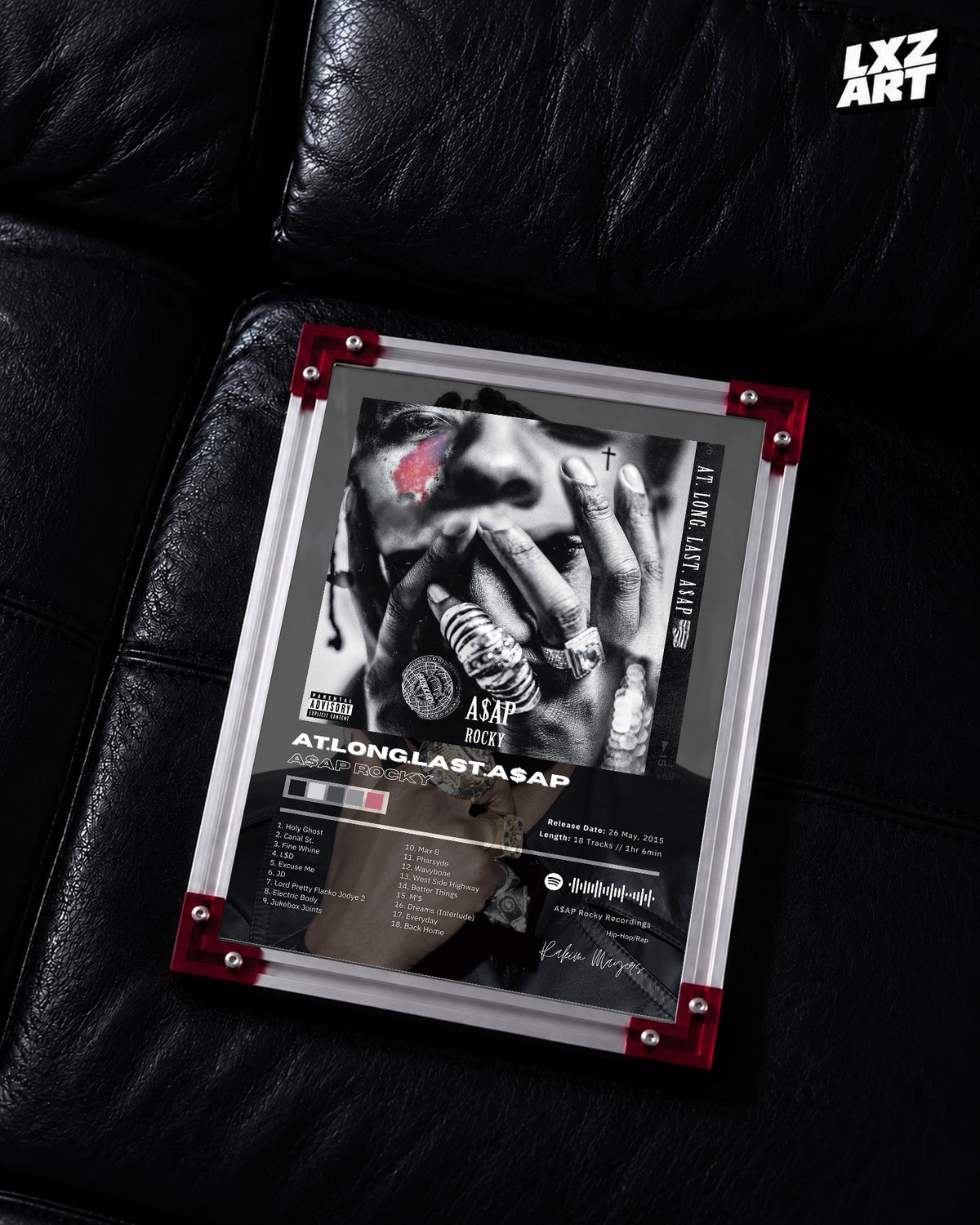 A$AP Rocky AT.LONG.LAST.A$AP Poster | Unframed Hip Hop Wall Art — LXZART display 2; frame not included
