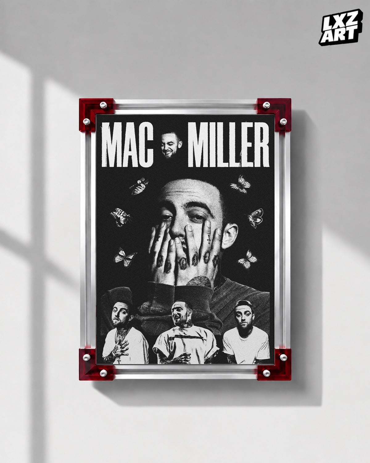 Mac Miller Portrait Collage Poster | Unframed Bedroom Wall Art — LXZART display 1; frame not included