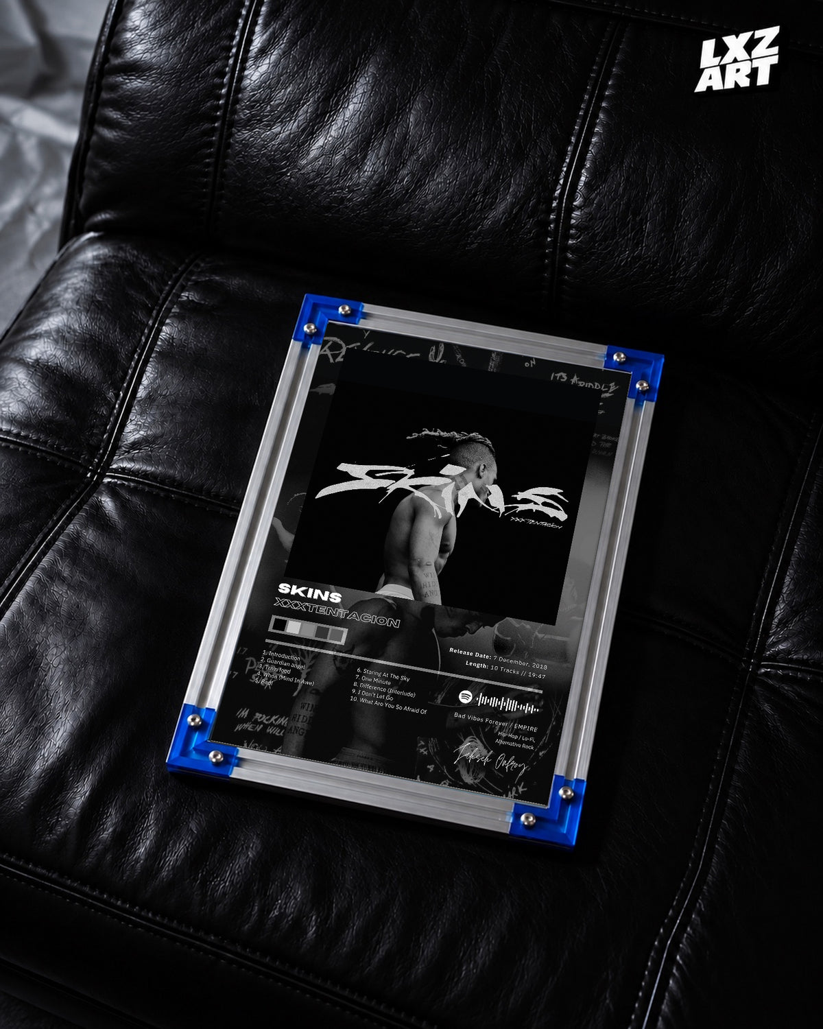 XXXTENTACION SKINS Tracklist Poster | Unframed Bedroom Wall Art — LXZART display 2; frame not included