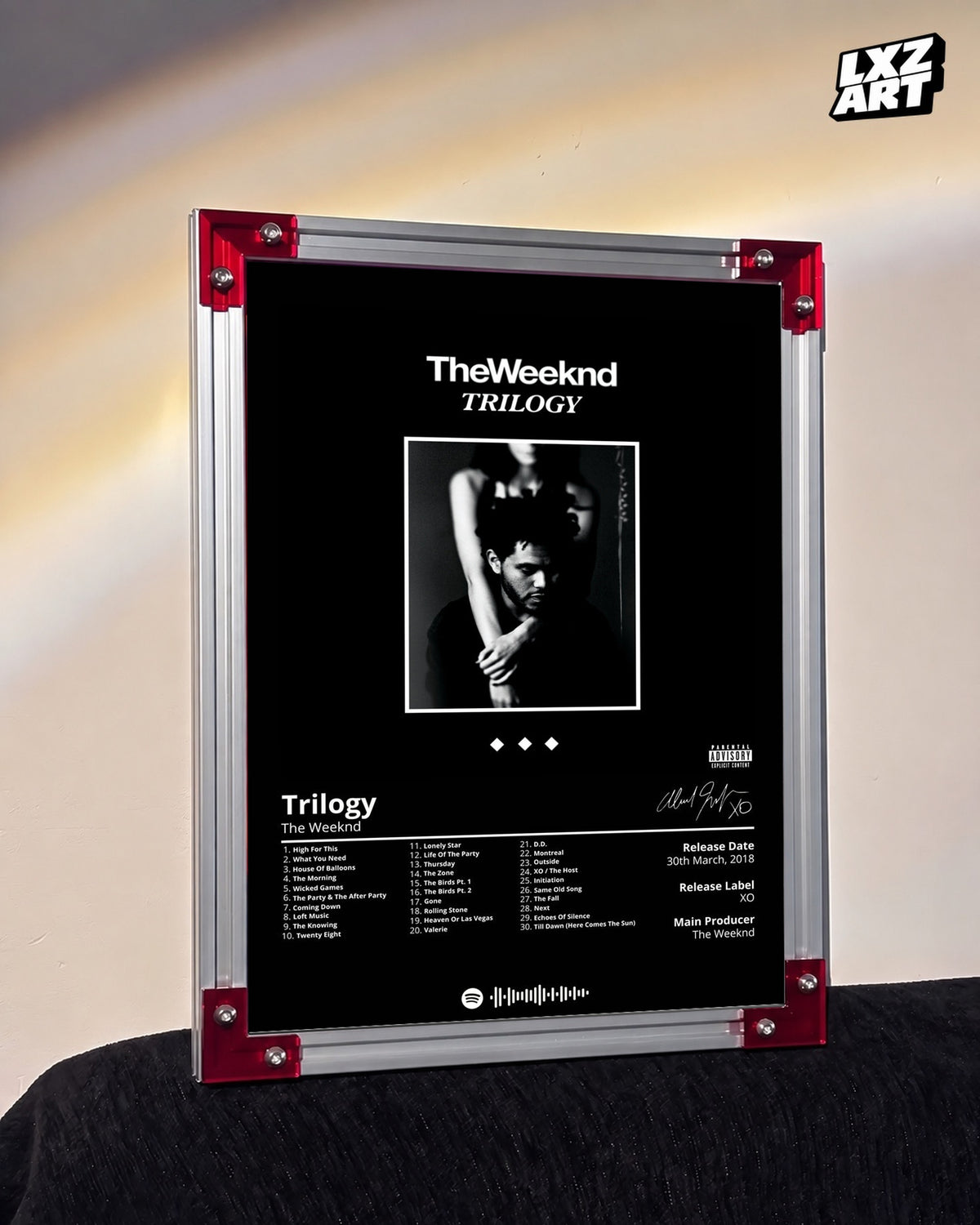 The Weeknd Trilogy Poster | Unframed Bedroom Wall Art — LXZART display 3; frame not included
