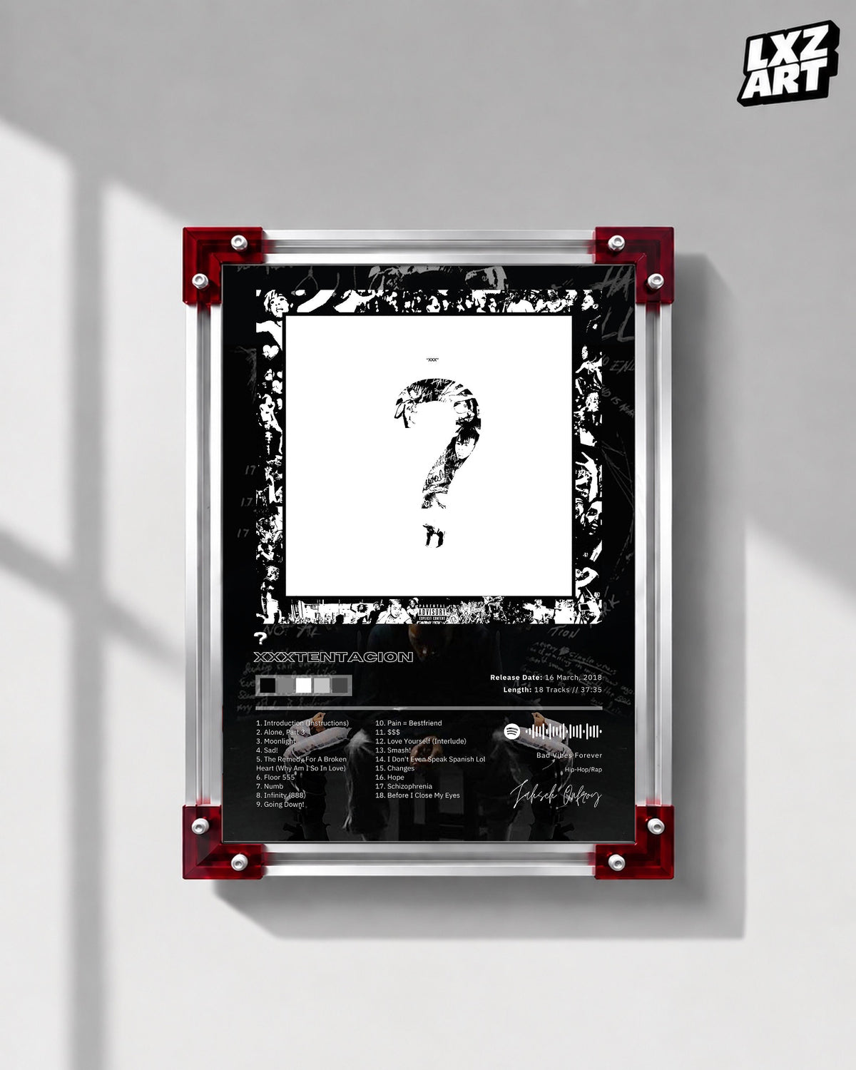 XXXTENTACION Performance Poster | Unframed Bedroom Wall Art — LXZART display 1; frame not included