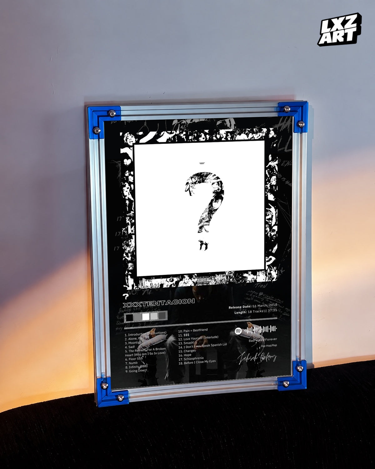 XXXTENTACION Performance Poster | Unframed Bedroom Wall Art — LXZART display 3; frame not included