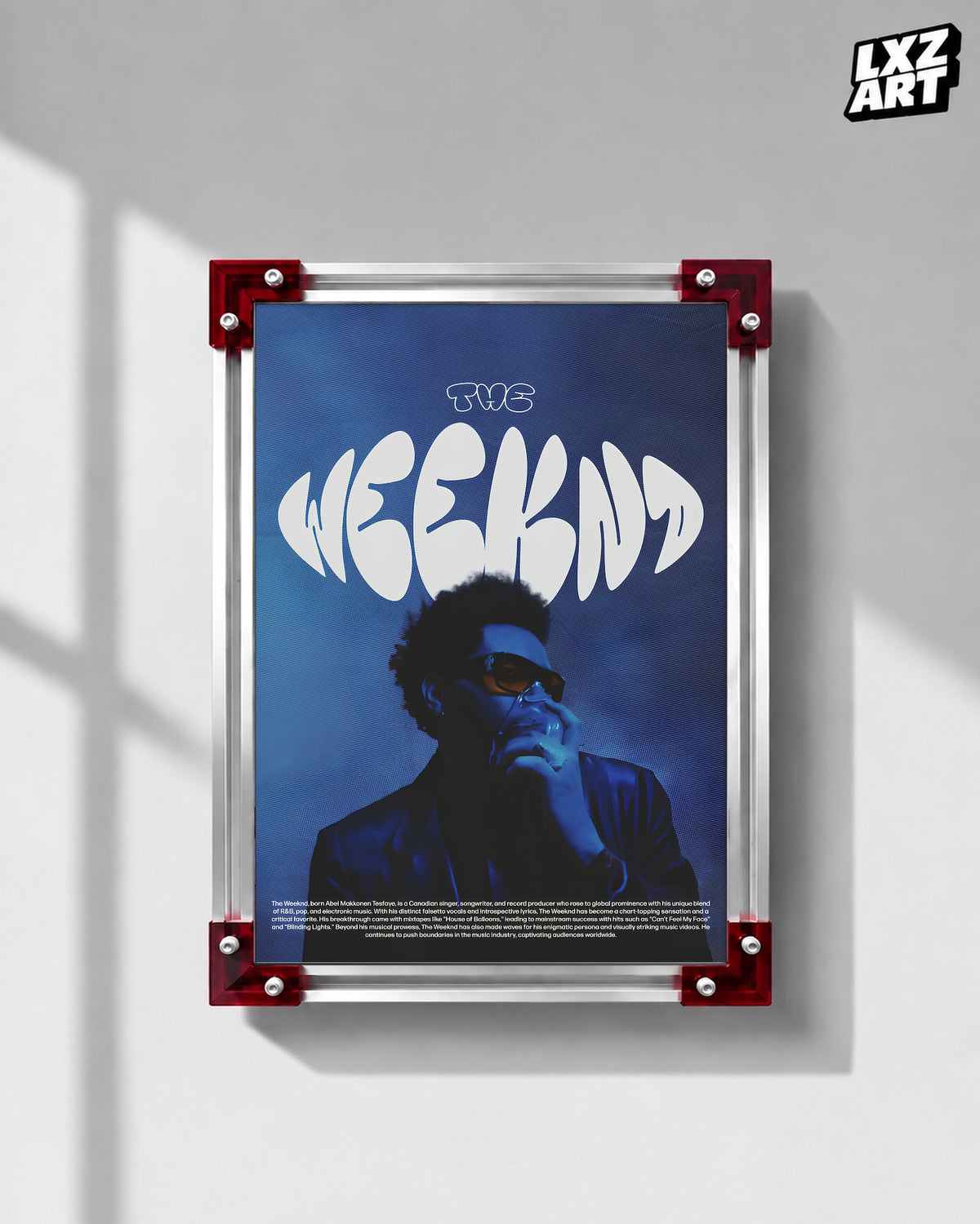 The Weeknd Blue Portrait Poster | Unframed Bedroom Wall Art — LXZART display 1; frame not included