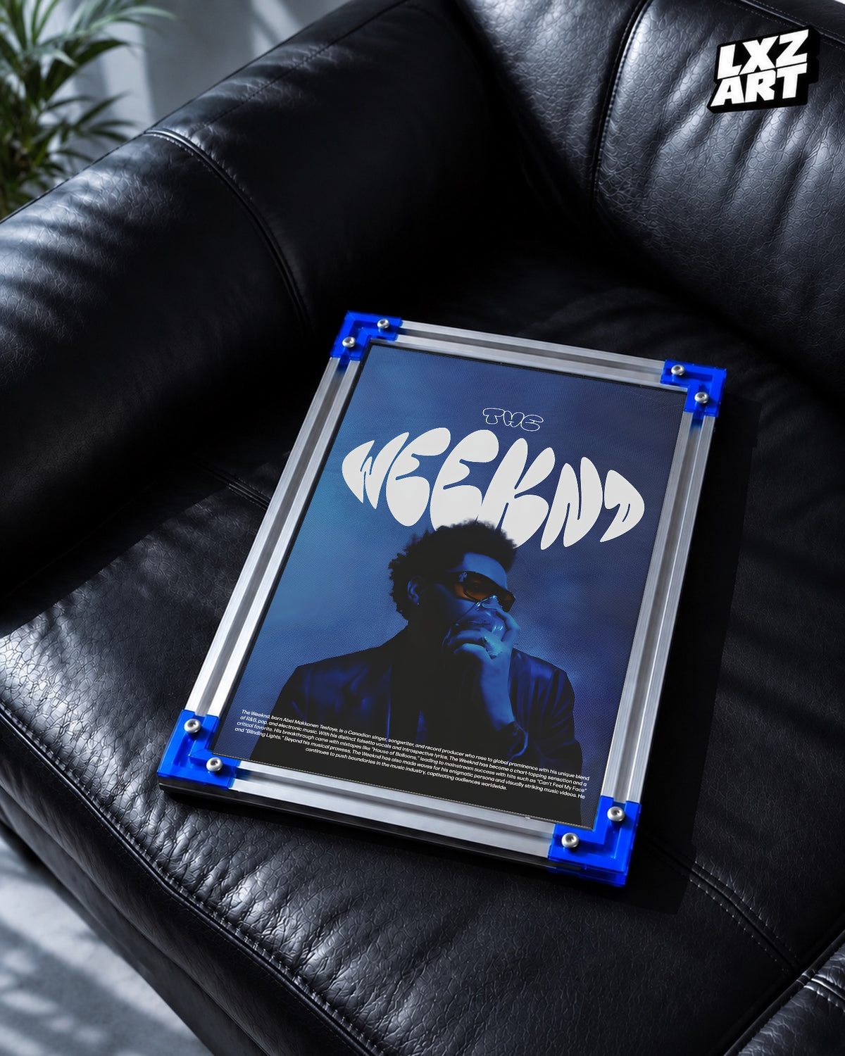 The Weeknd Blue Portrait Poster | Unframed Bedroom Wall Art — LXZART display 2; frame not included