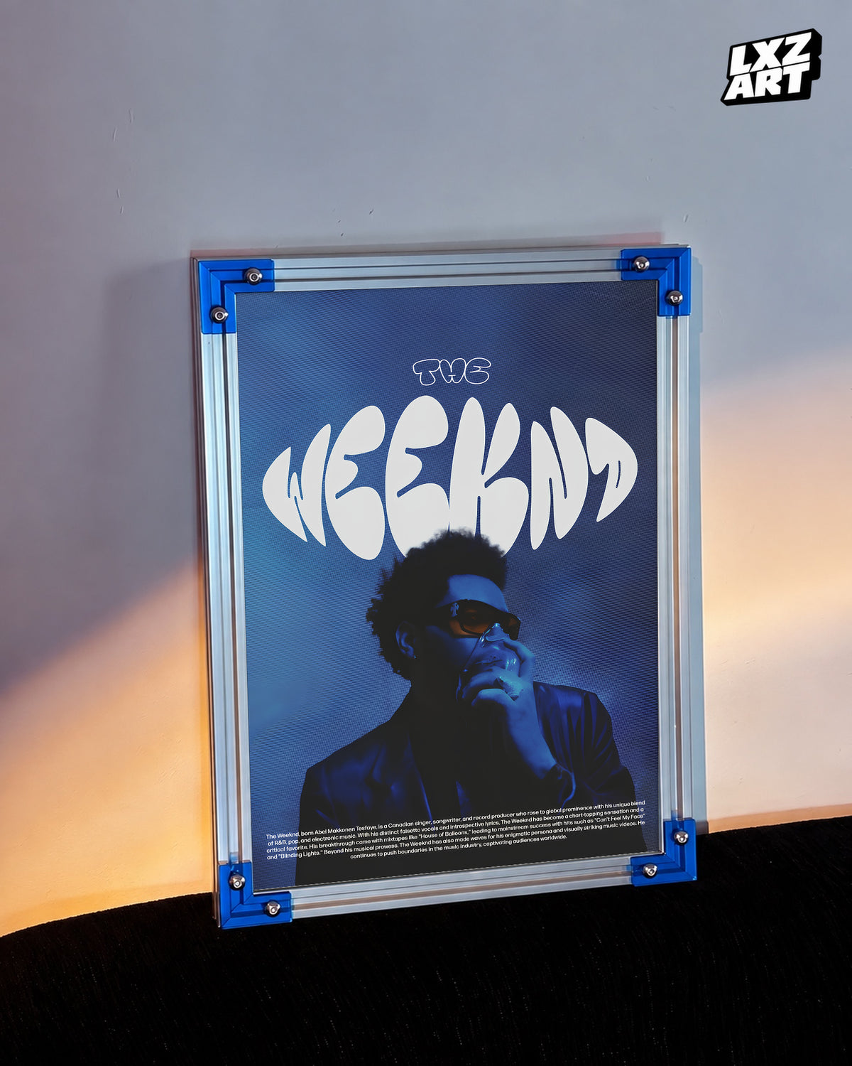 The Weeknd Blue Portrait Poster | Unframed Bedroom Wall Art — LXZART display 3; frame not included