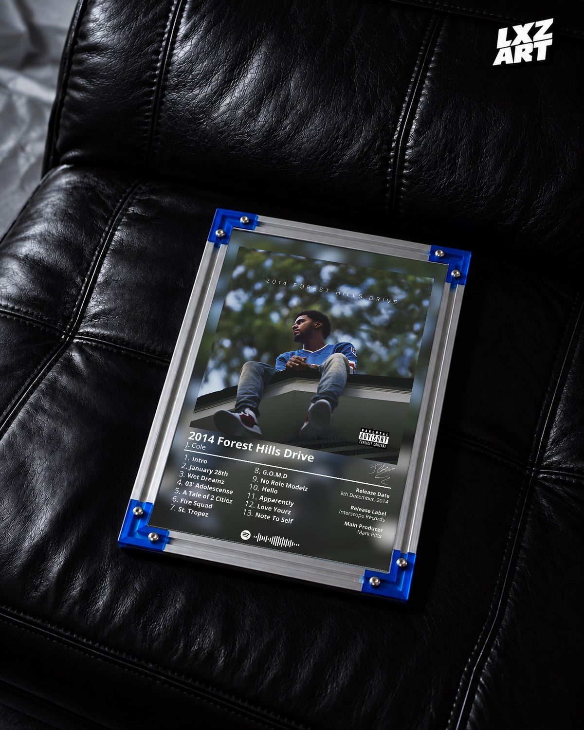 J. Cole '2014 Forest Hills Drive' Album Poster — LXZART display 2; frame not included