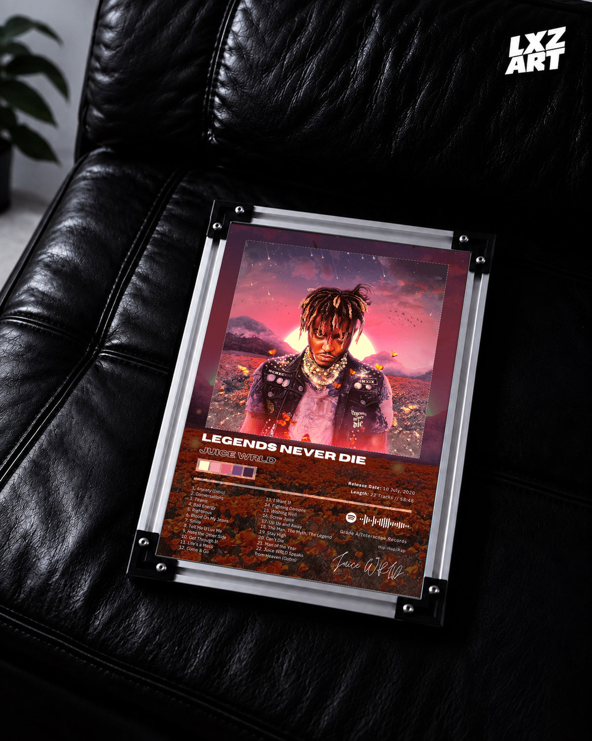 Juice WRLD Legends Never Die Album Poster | Unframed Bedroom Wall Art — LXZART display 2; frame not included