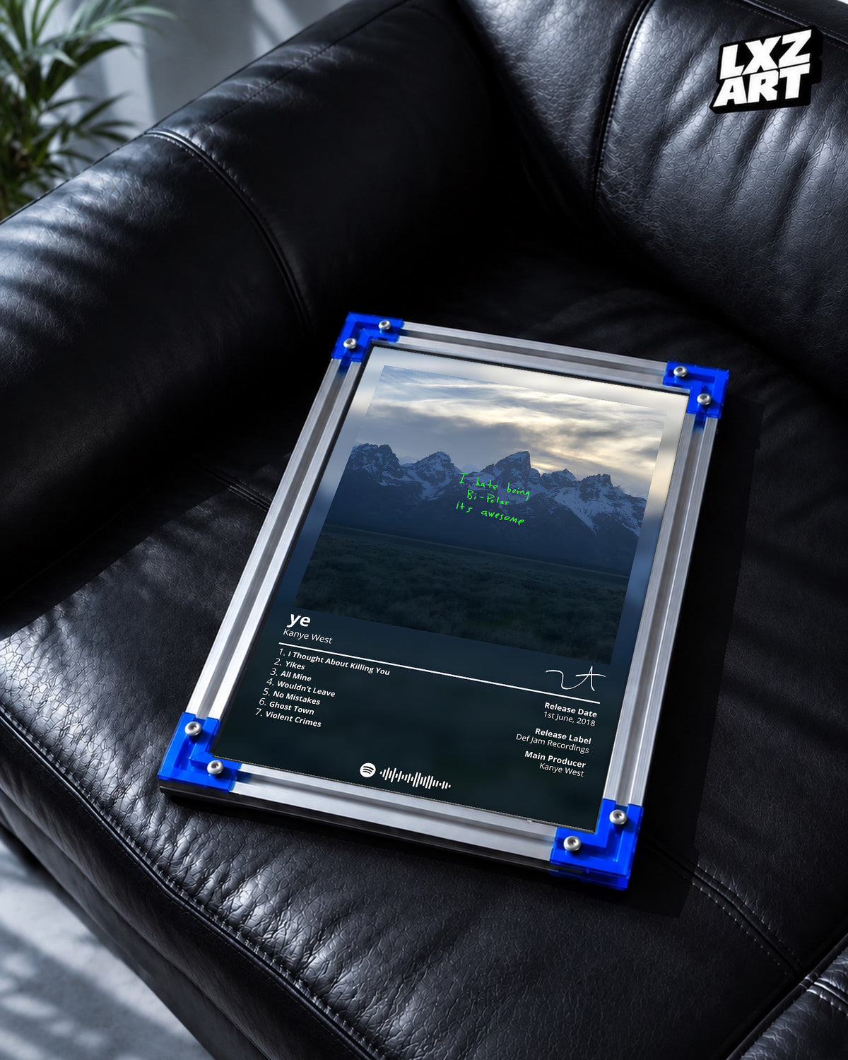 Kanye West ye Tracklist Poster | Unframed Bedroom Wall Art — LXZART display 2; frame not included