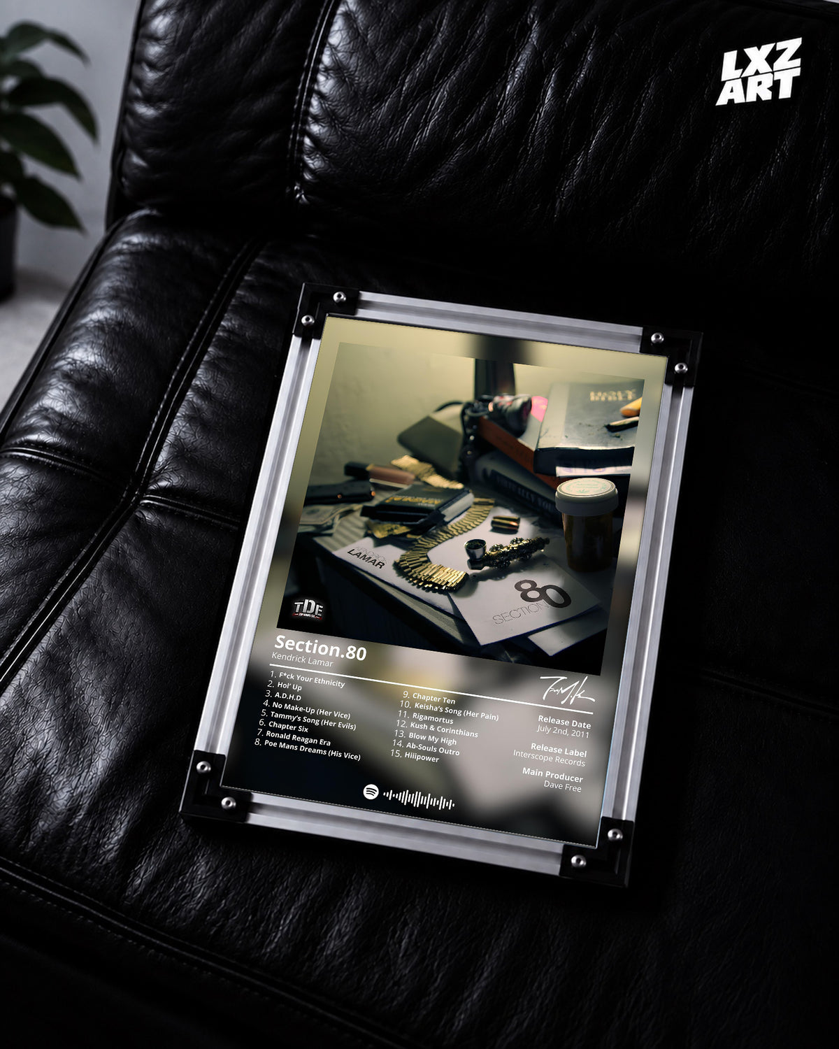 Kendrick Lamar Section.80 Tracklist Poster | Unframed Hip Hop Wall Art — LXZART display 2; frame not included