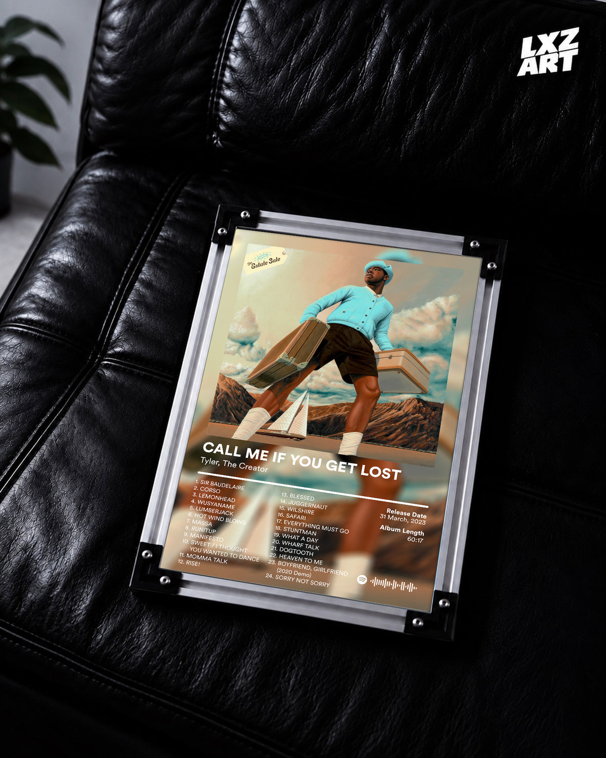 Tyler The Creator Call Me If You Get Lost Tracklist Poster | Unframed Bedroom Wall Art — LXZART display 2; frame not included