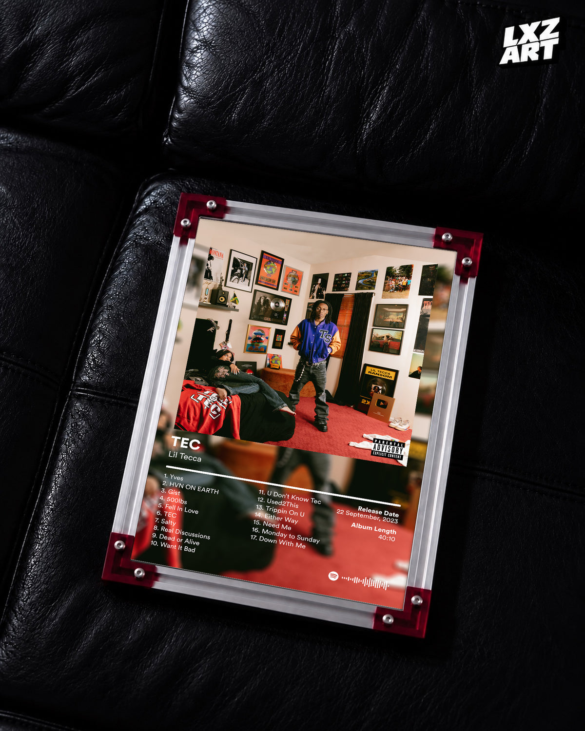 Lil Tecca TEC Tracklist Poster | Unframed Bedroom Wall Art — LXZART display 2; frame not included