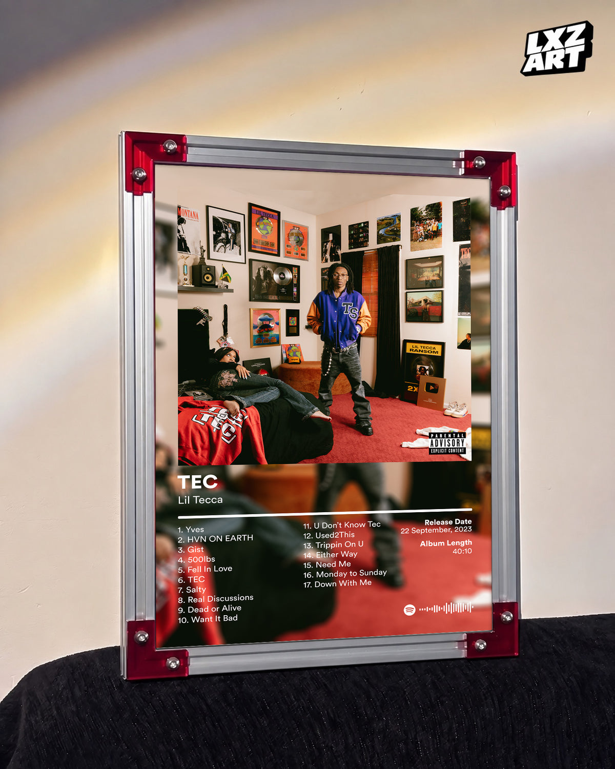Lil Tecca TEC Tracklist Poster | Unframed Bedroom Wall Art — LXZART display 3; frame not included
