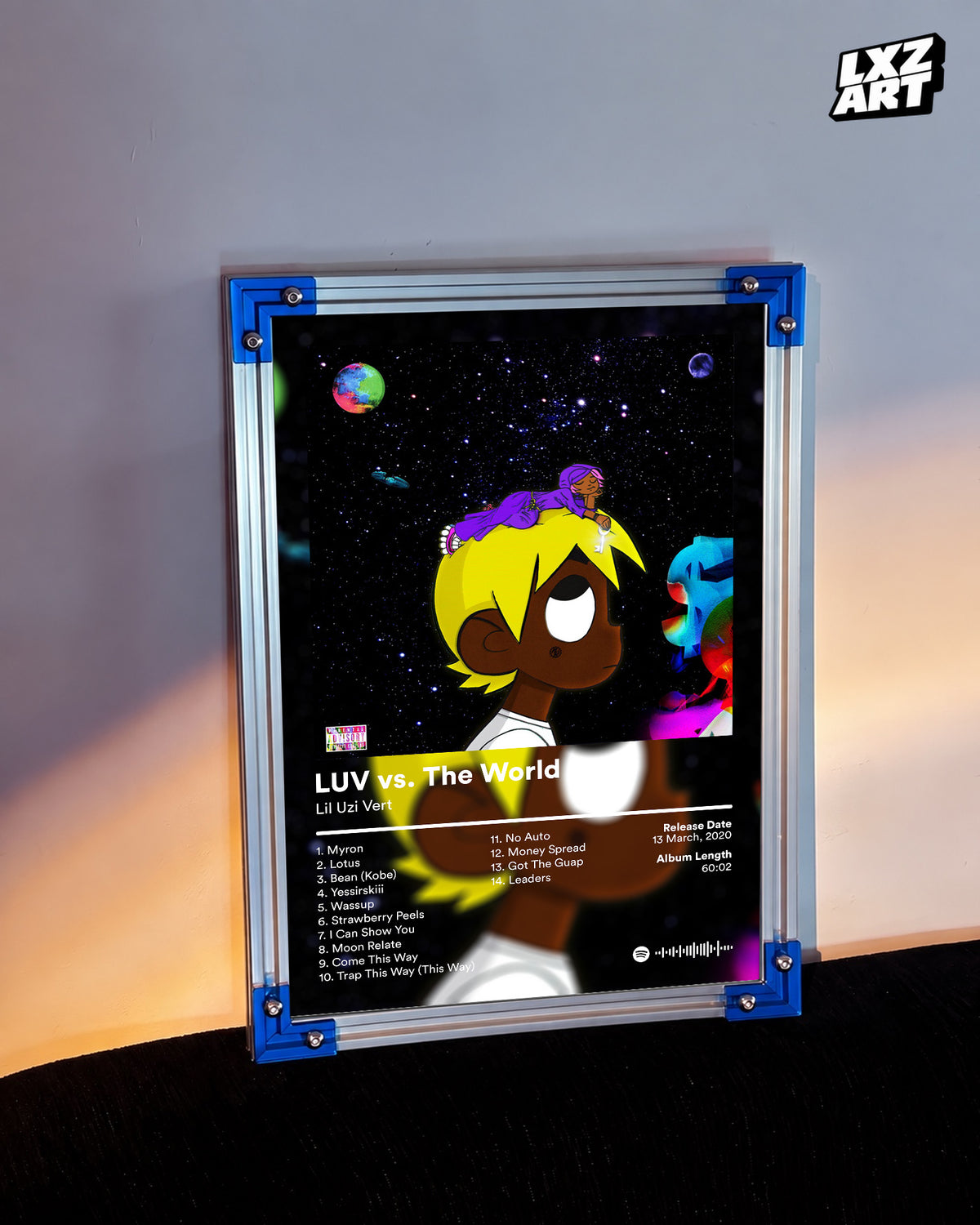 Lil Uzi Vert 'LUV vs. The World' Album Poster — LXZART display 3; frame not included