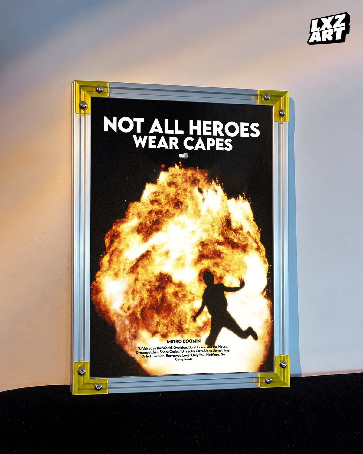 Metro Boomin Not All Heroes Wear Capes Album Poster | Unframed Bedroom Wall Art — LXZART display 3; frame not included