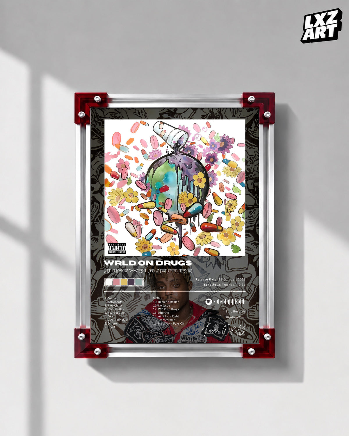 Future & Juice WRLD WRLD On Drugs Album Poster | Unframed Bedroom Wall Art — LXZART display 1; frame not included
