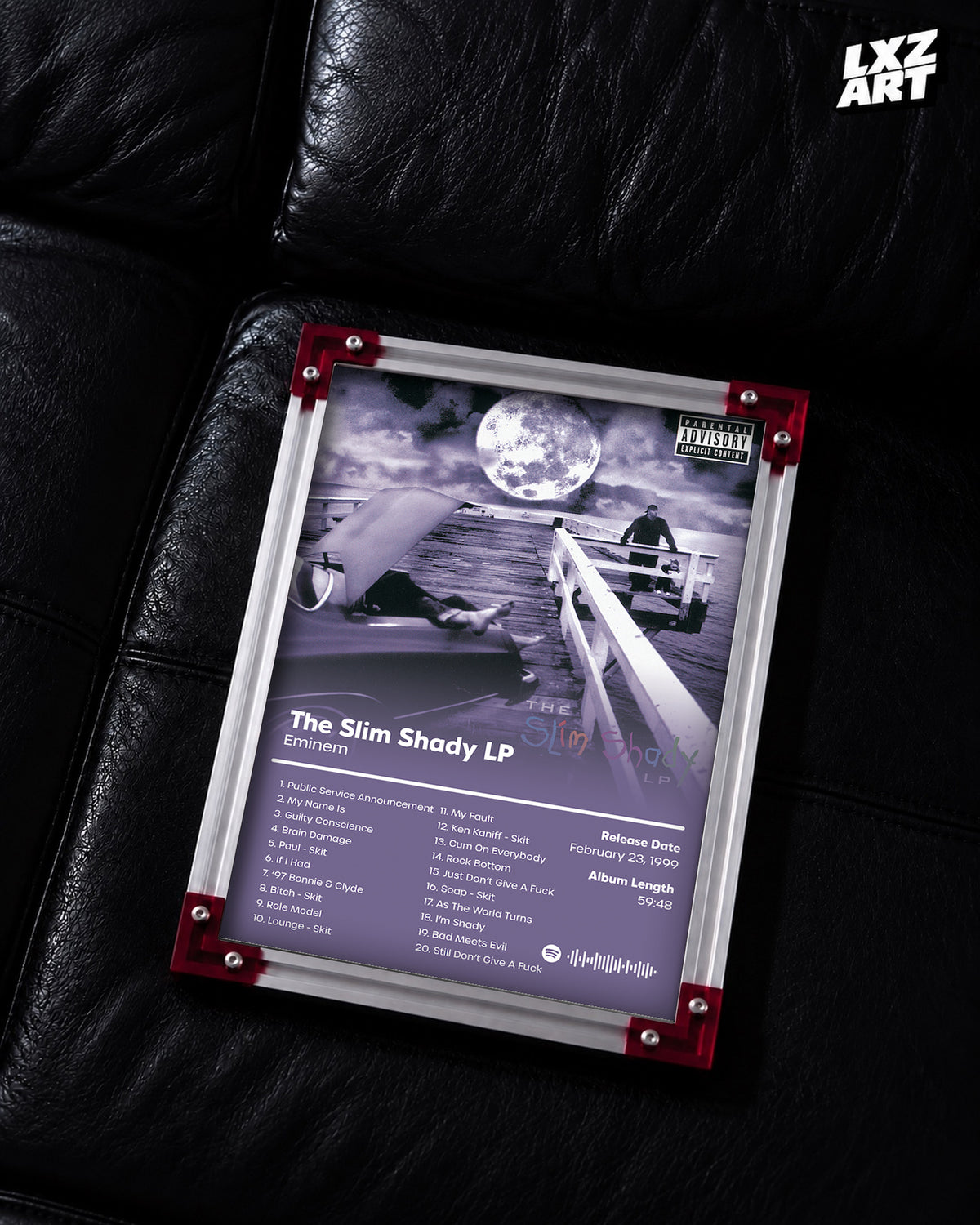 Eminem The Slim Shady LP Tracklist Poster | Unframed Bedroom Wall Art — LXZART display 2; frame not included
