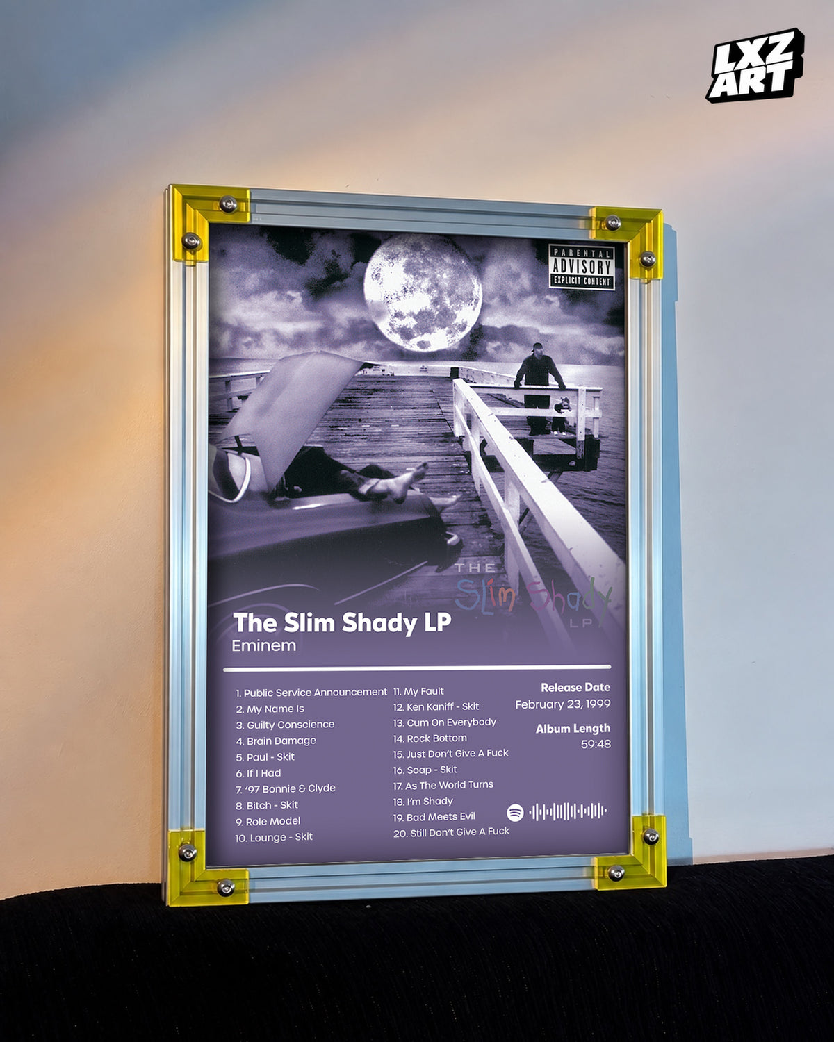 Eminem The Slim Shady LP Tracklist Poster | Unframed Bedroom Wall Art — LXZART display 3; frame not included