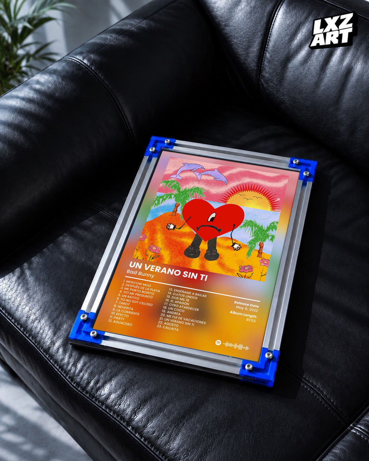 Bad Bunny Un Verano Sin Ti Tracklist Poster | Unframed Bedroom Wall Art — LXZART display 2; frame not included