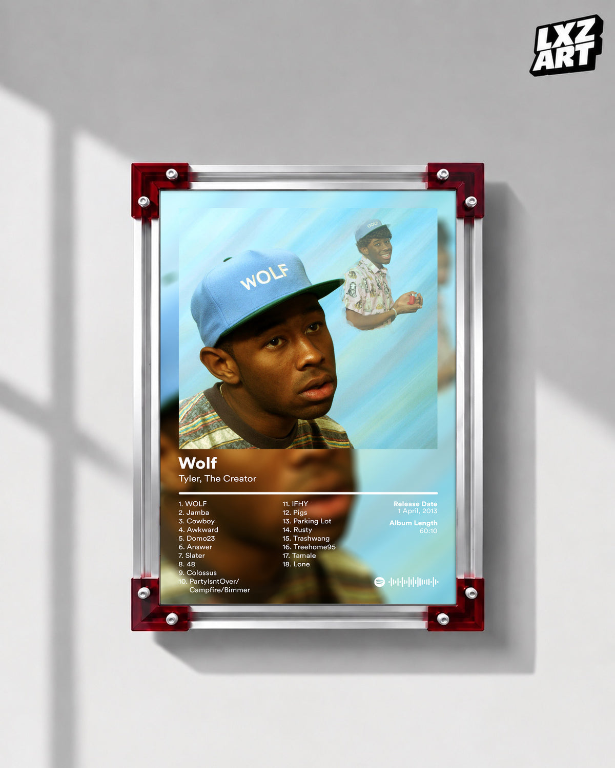 Tyler, The Creator Wolf Tracklist Poster | Unframed Bedroom Wall Art — LXZART display 1; frame not included
