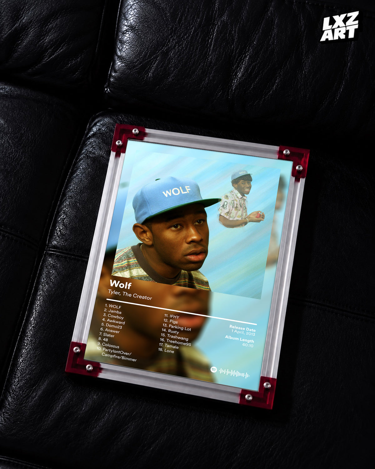 Tyler, The Creator Wolf Tracklist Poster | Unframed Bedroom Wall Art — LXZART display 2; frame not included