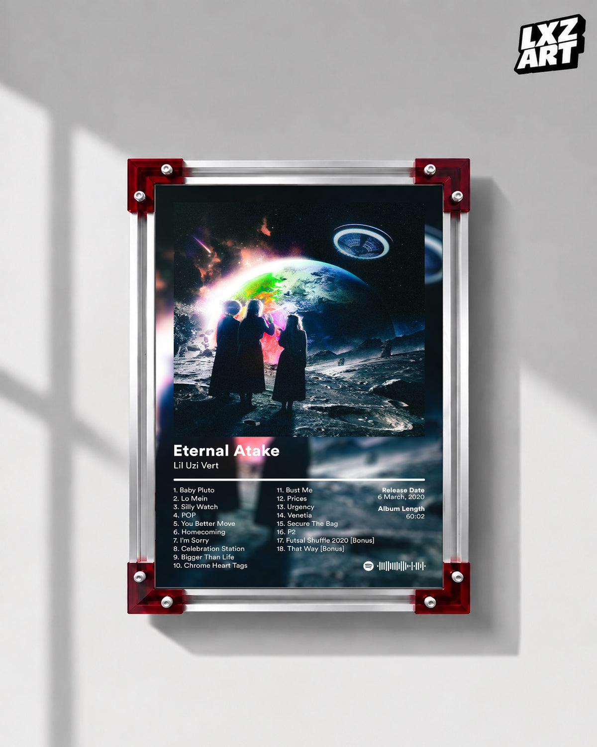 Lil Uzi Vert Eternal Atake Album Poster — LXZART display 1; frame not included