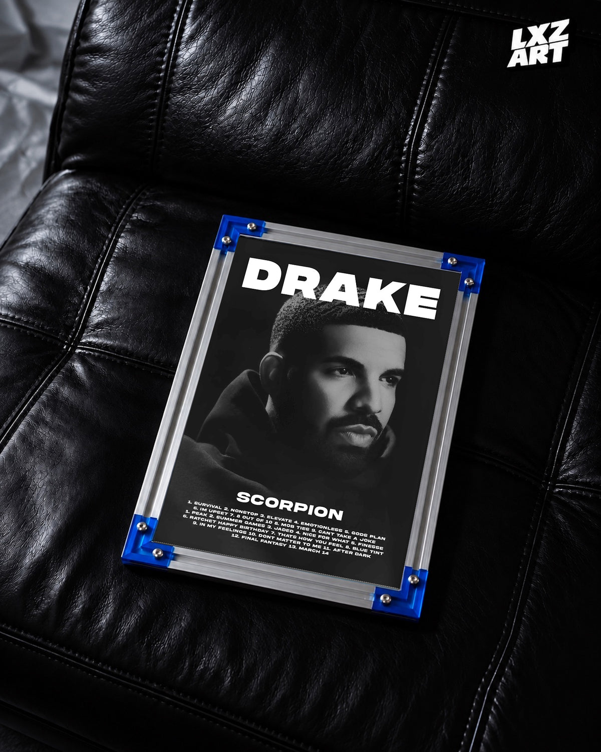 Drake Scorpion Album Tracklist Poster | Unframed Hip Hop Wall Art — LXZART display 2; frame not included