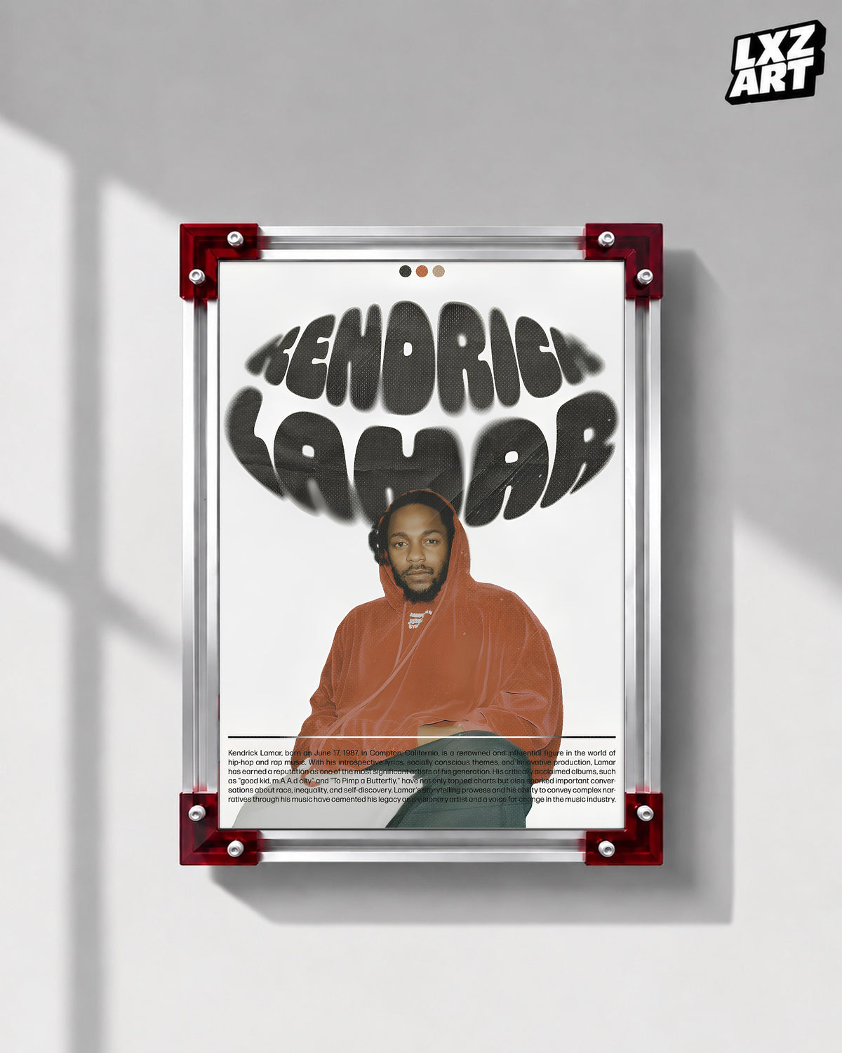 Kendrick Lamar Artist Portrait Poster | Unframed Hip Hop Wall Art — LXZART display 1; frame not included