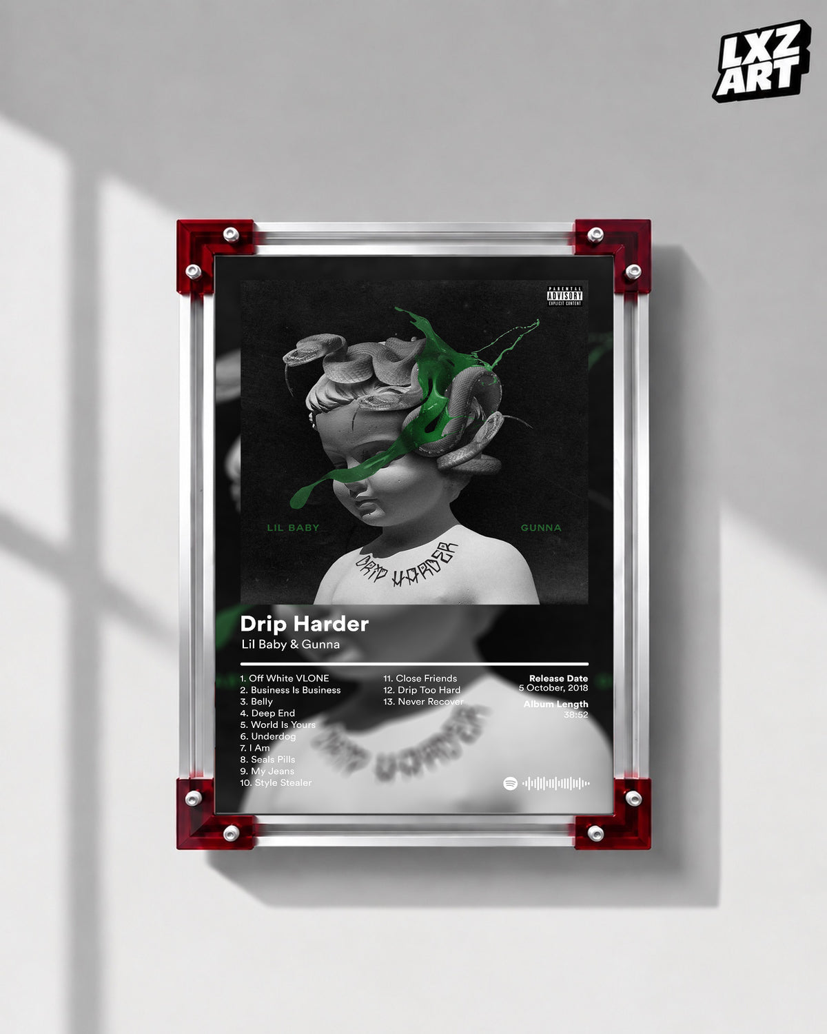 Gunna Drip Harder Album Poster — LXZART display 1; frame not included