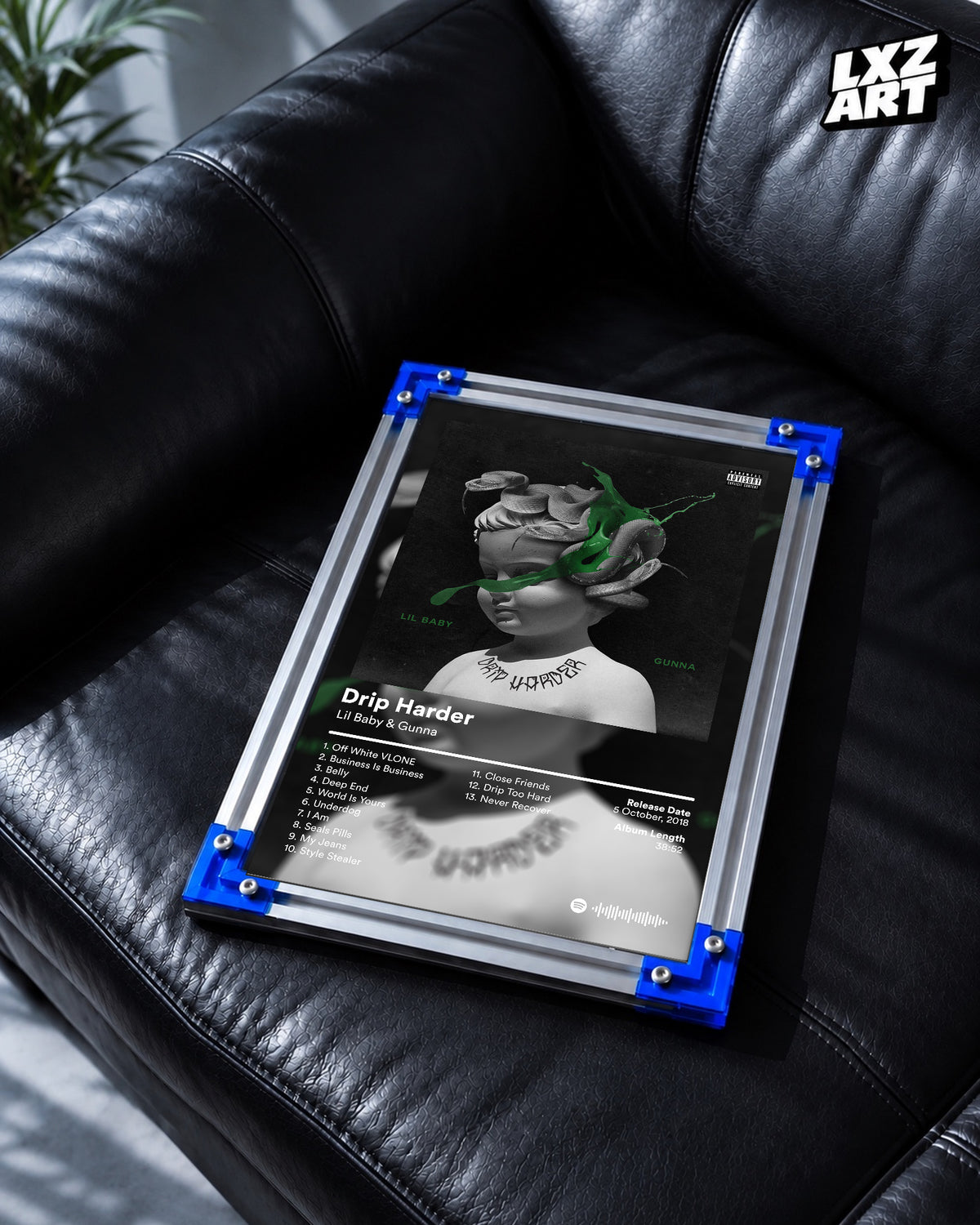 Gunna Drip Harder Album Poster — LXZART display 2; frame not included