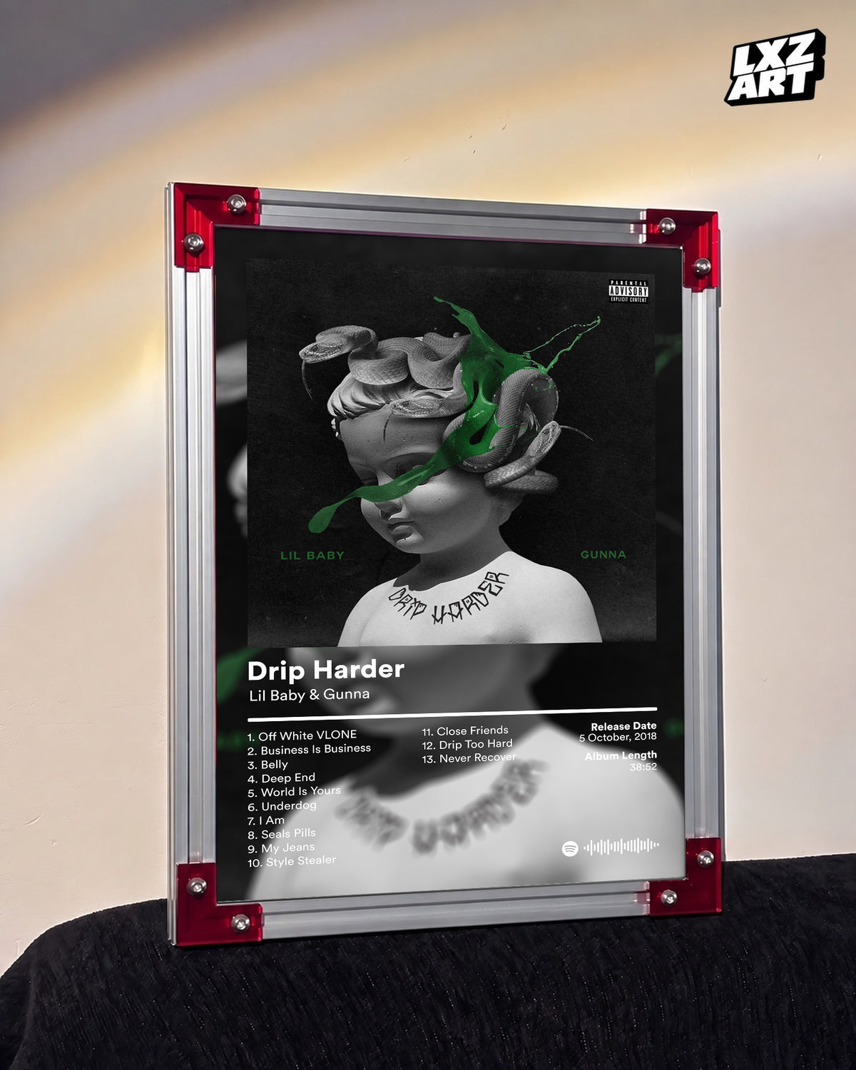 Gunna Drip Harder Album Poster — LXZART display 3; frame not included