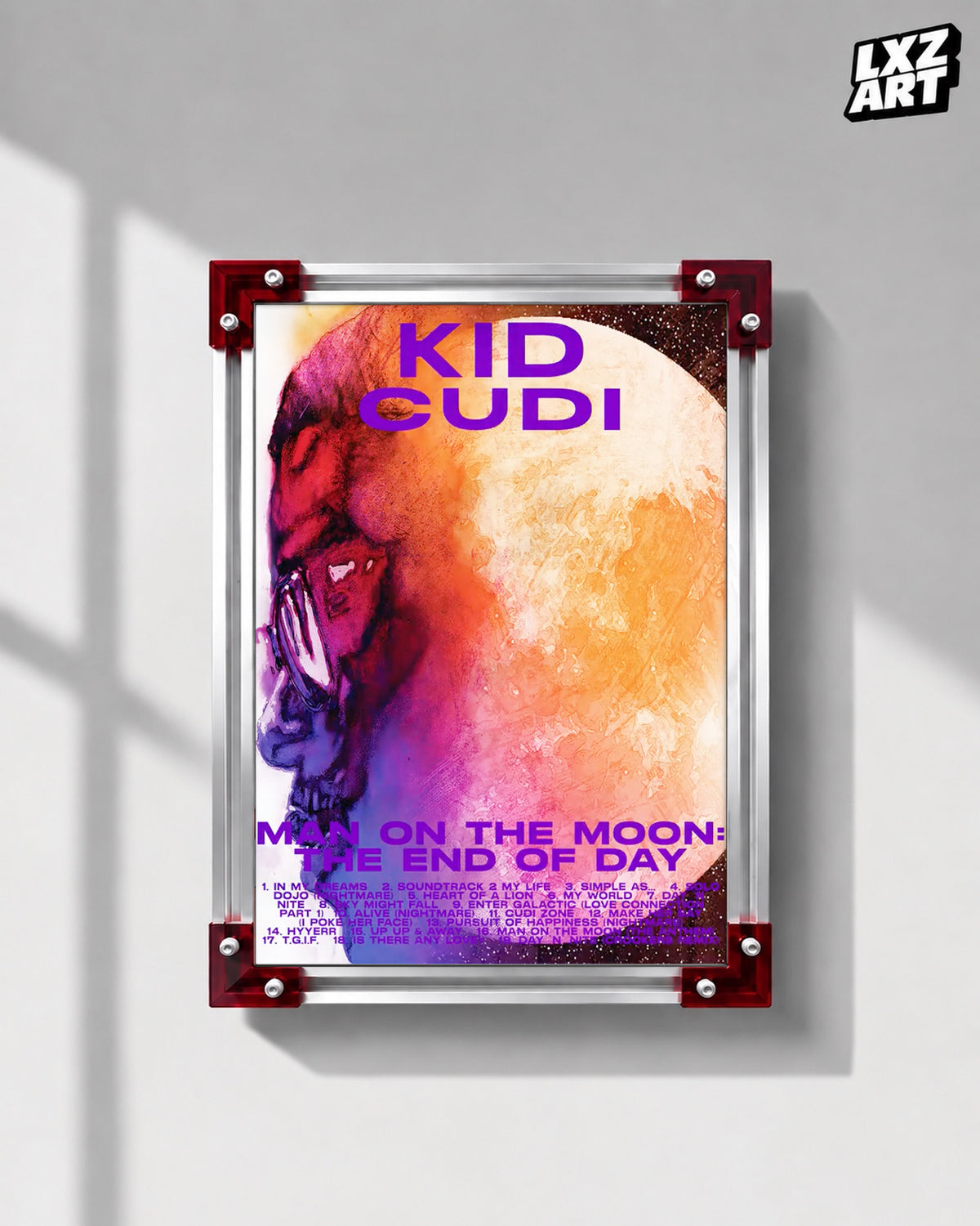 Kid Cudi Man On The Moon Og Poster — LXZART display 1; frame not included