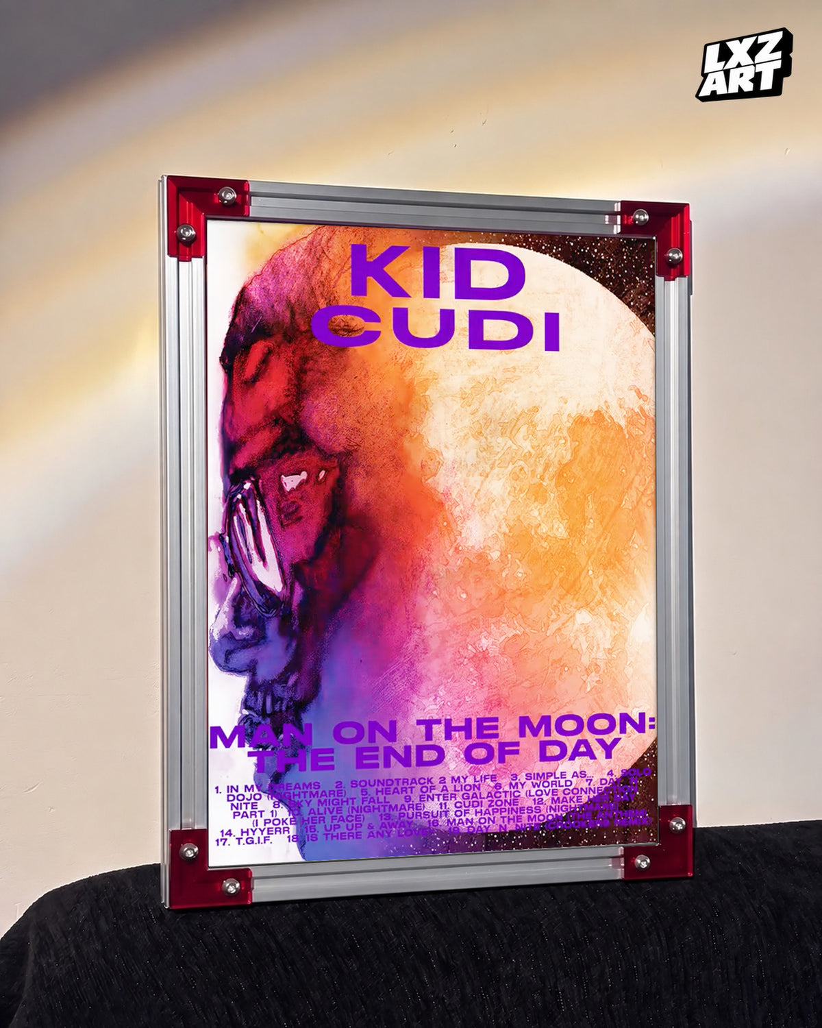 Kid Cudi Man On The Moon Og Poster — LXZART display 3; frame not included