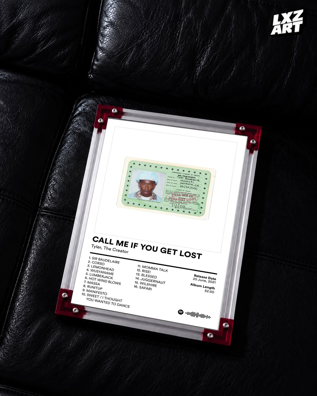 Tyler, The Creator CALL ME IF YOU GET LOST Tracklist Poster | Unframed Bedroom Wall Art — LXZART display 2; frame not included