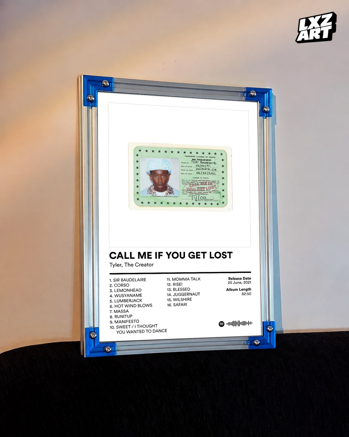 Tyler, The Creator CALL ME IF YOU GET LOST Tracklist Poster | Unframed Bedroom Wall Art — LXZART display 3; frame not included