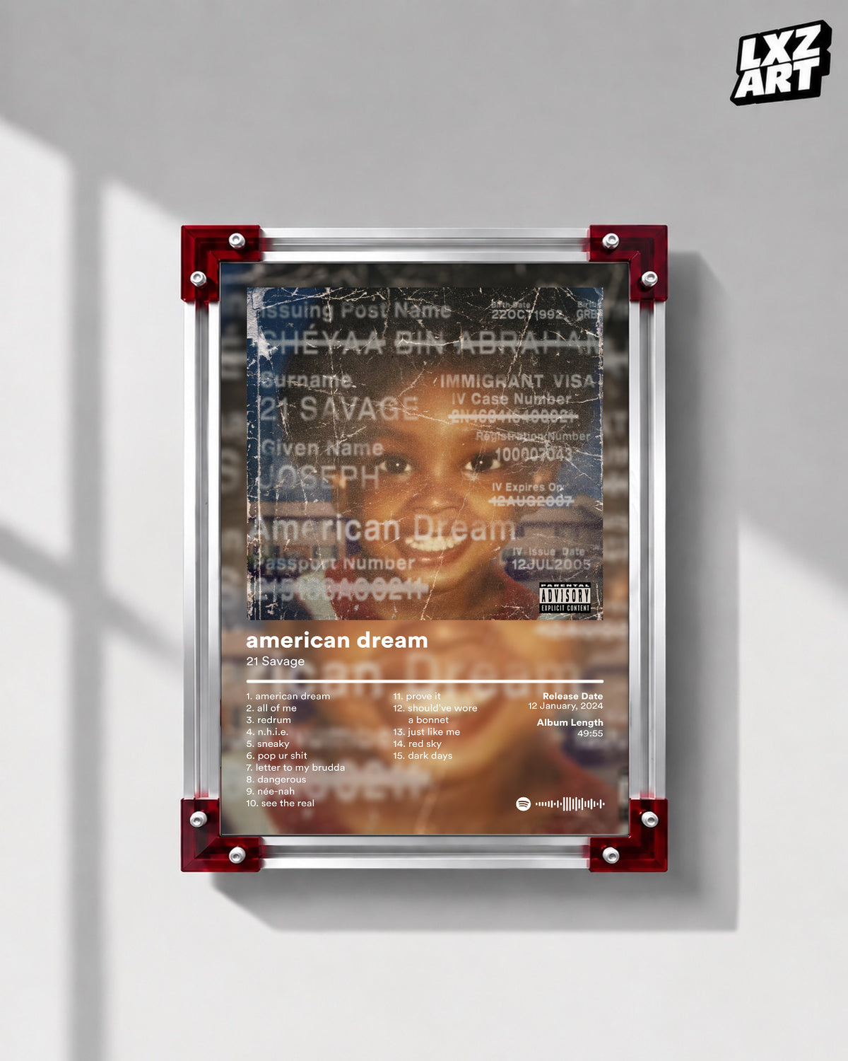 21 Savage American Dream Album Poster | Alt Cover | Unframed Bedroom Wall Art — LXZART display 1; frame not included