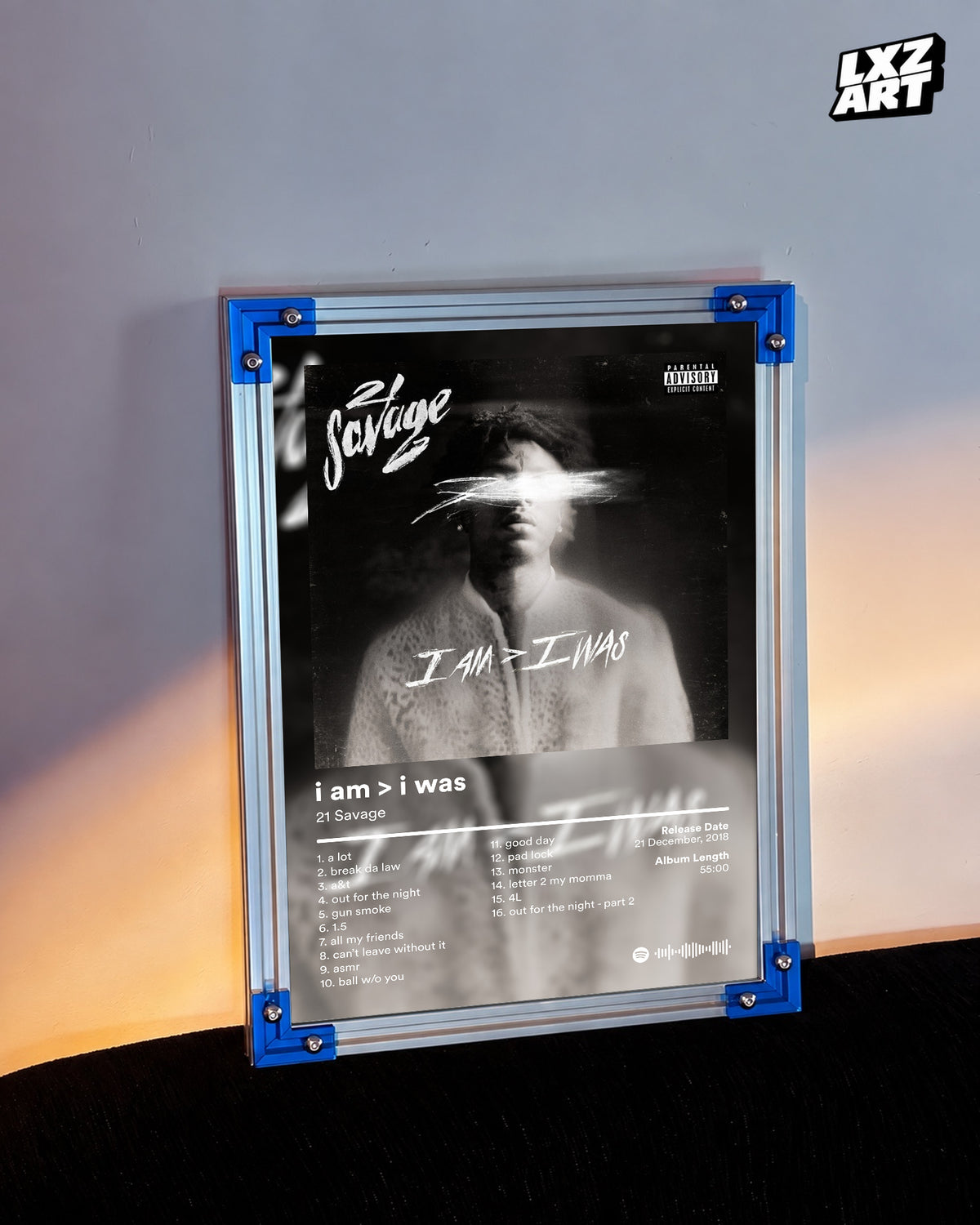21 Savage I Am > I Was Album Poster | Unframed Bedroom Wall Art — LXZART display 3; frame not included