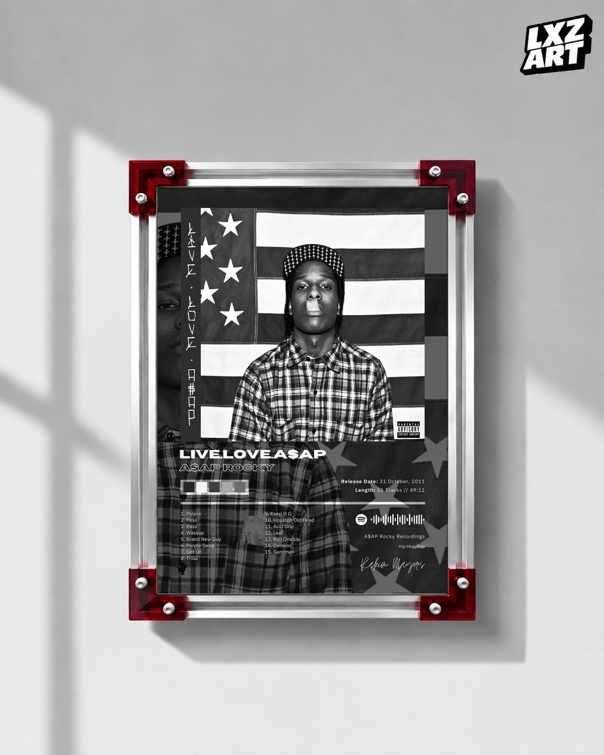 A$AP Rocky LIVE.LOVE.A$AP Poster | Unframed Hip Hop Wall Art — LXZART display 1; frame not included