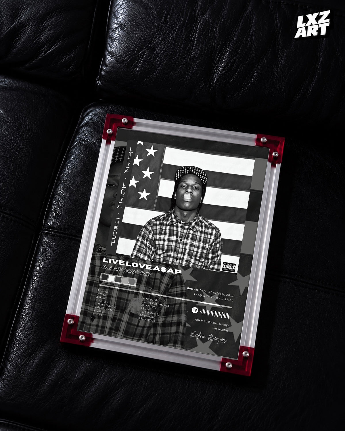 A$AP Rocky LIVE.LOVE.A$AP Poster | Unframed Hip Hop Wall Art — LXZART display 2; frame not included