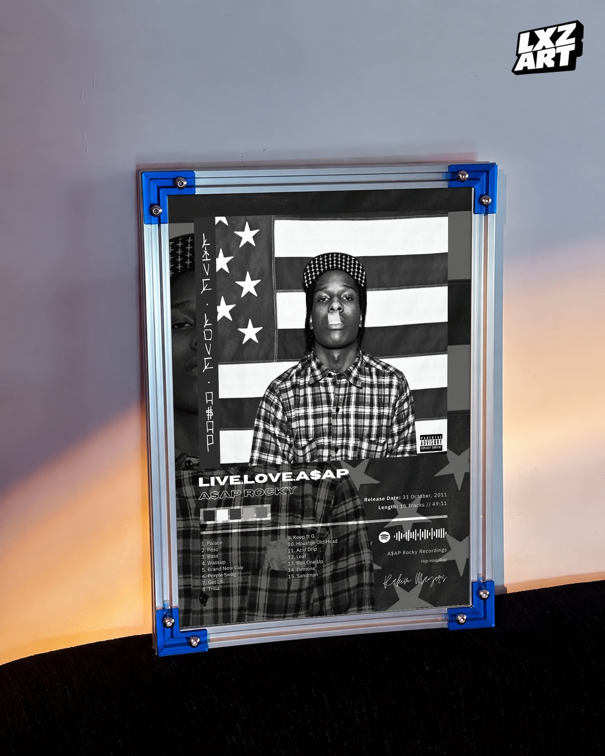 A$AP Rocky LIVE.LOVE.A$AP Poster | Unframed Hip Hop Wall Art — LXZART display 3; frame not included