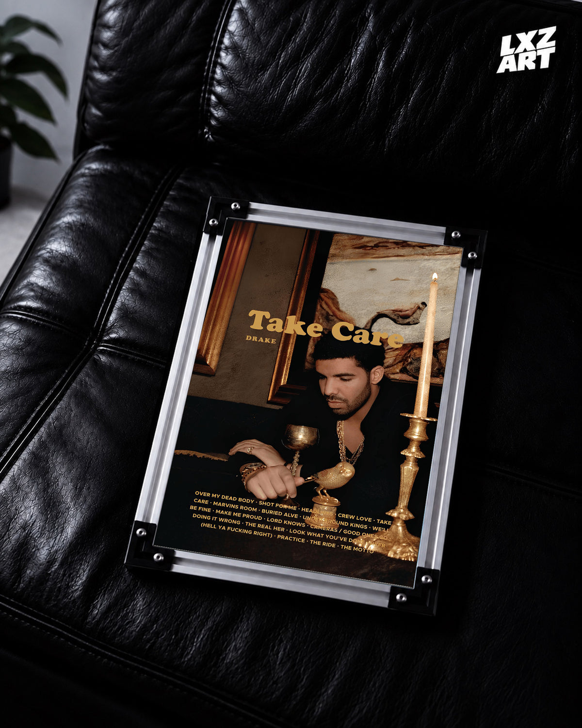 Drake Take Care Album Tracklist Poster | Unframed Hip Hop Wall Art — LXZART display 2; frame not included