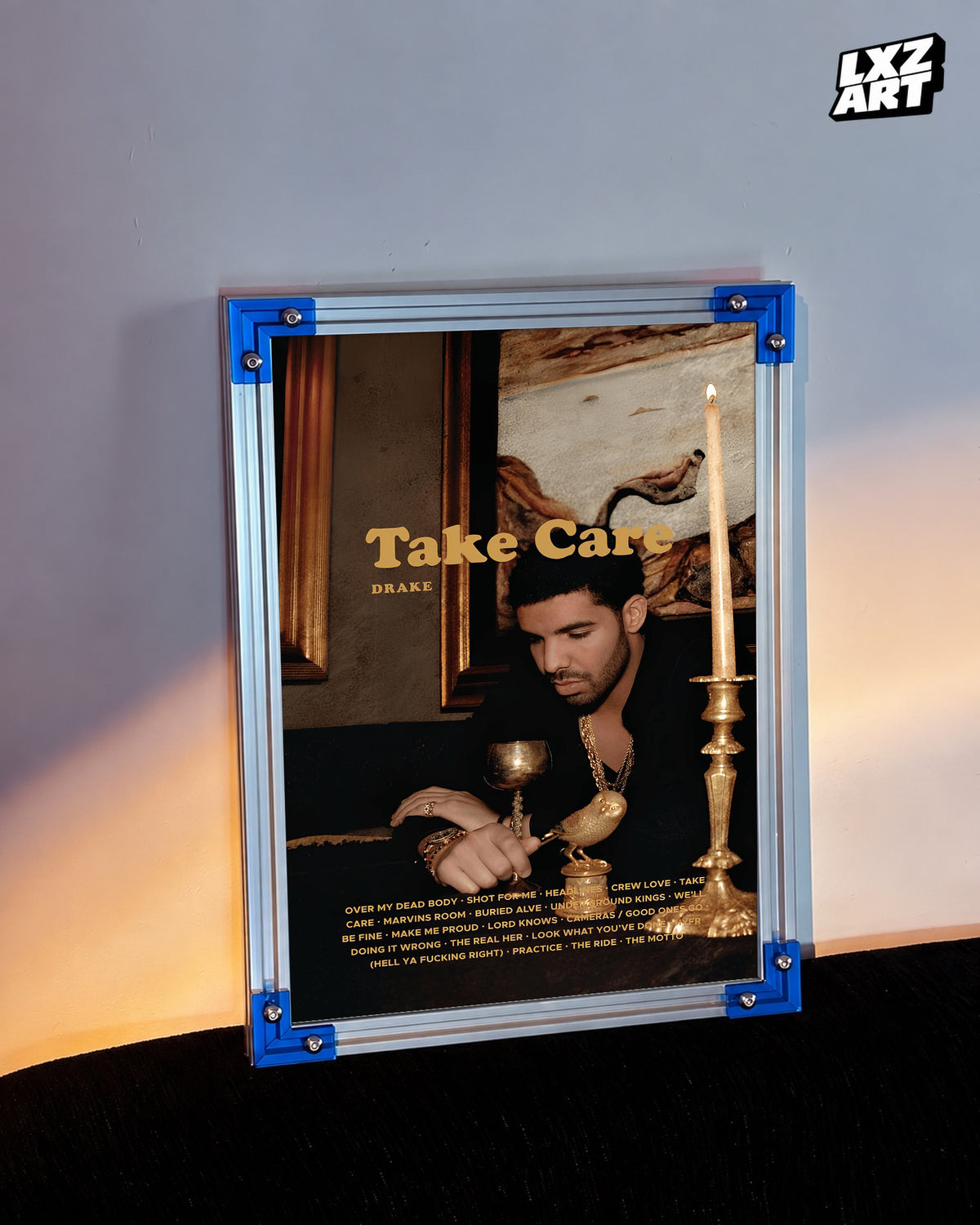 Drake Take Care Album Tracklist Poster | Unframed Hip Hop Wall Art — LXZART display 3; frame not included