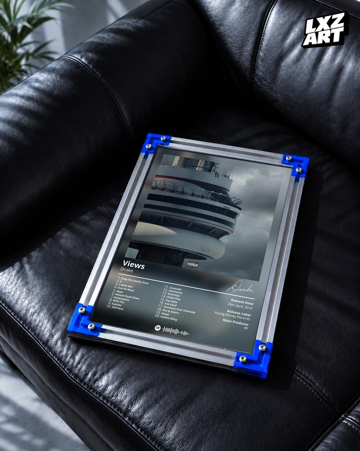 Drake Views Album Tracklist Poster | Unframed Hip Hop Wall Art — LXZART display 2; frame not included