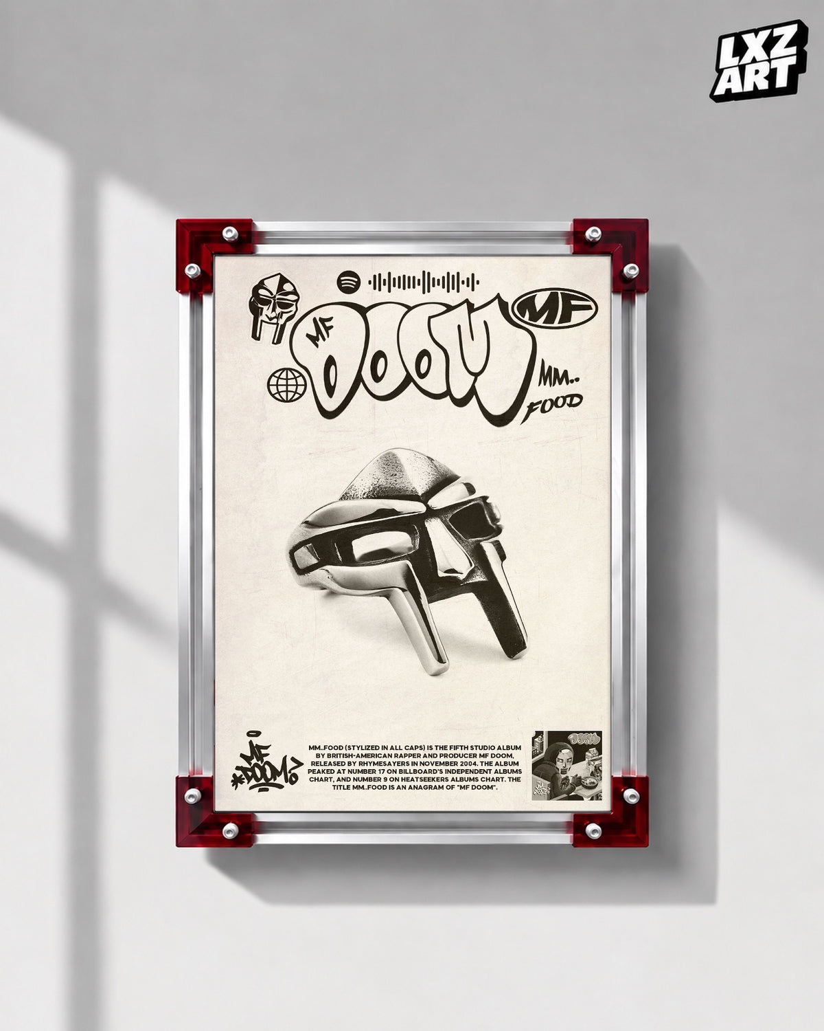 MF DOOM MM..FOOD Album Poster | Unframed Bedroom Wall Art — LXZART display 1; frame not included