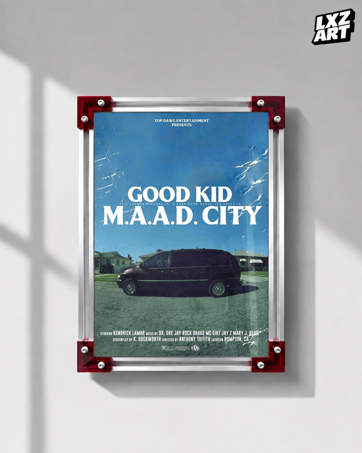 Kendrick Lamar good kid, m.A.A.d city Movie Poster | Unframed Hip Hop Wall Art — LXZART display 1; frame not included
