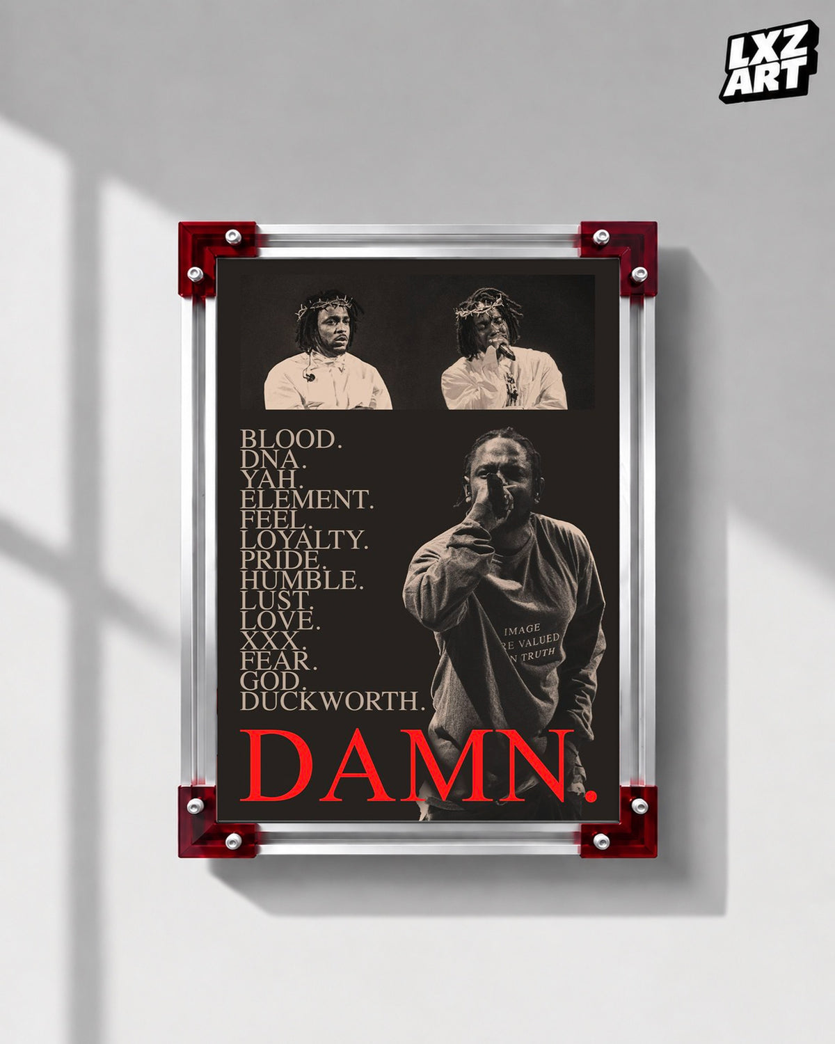 Kendrick Lamar DAMN. Collage Poster | Unframed Hip Hop Wall Art — LXZART display 1; frame not included