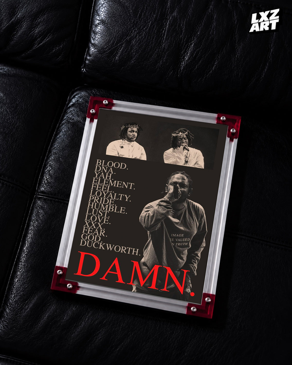 Kendrick Lamar DAMN. Collage Poster | Unframed Hip Hop Wall Art — LXZART display 2; frame not included