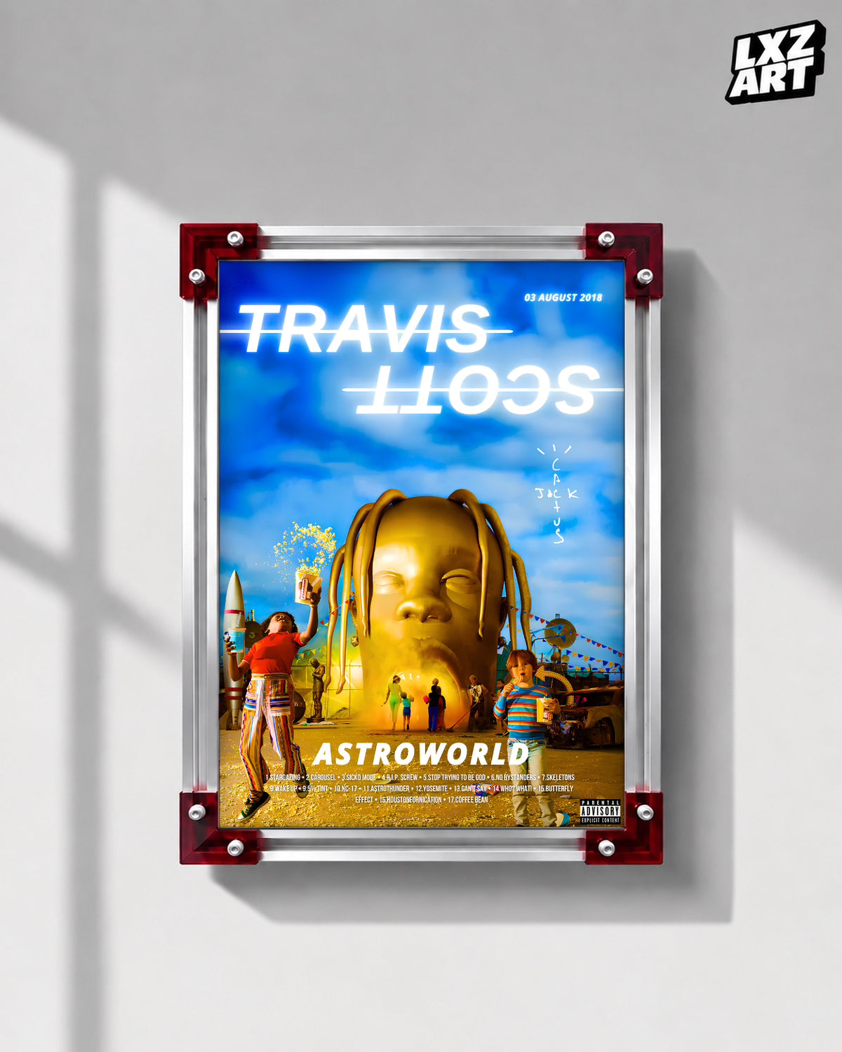 Travis Scott Astroworld Blue Poster | Unframed Hip Hop Wall Art — LXZART display 1; frame not included